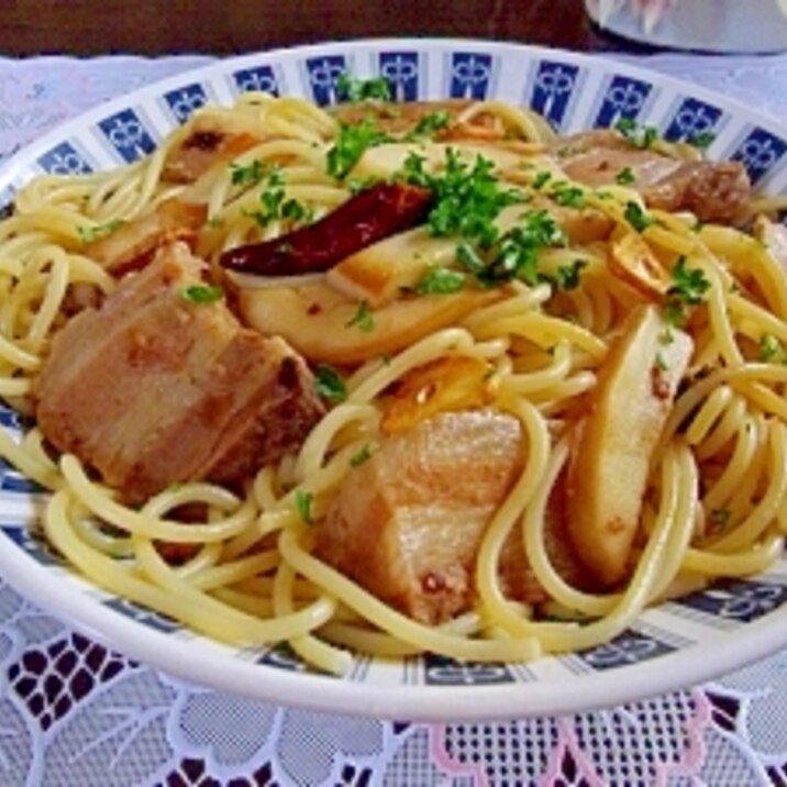 煮豚を使ったパスタ